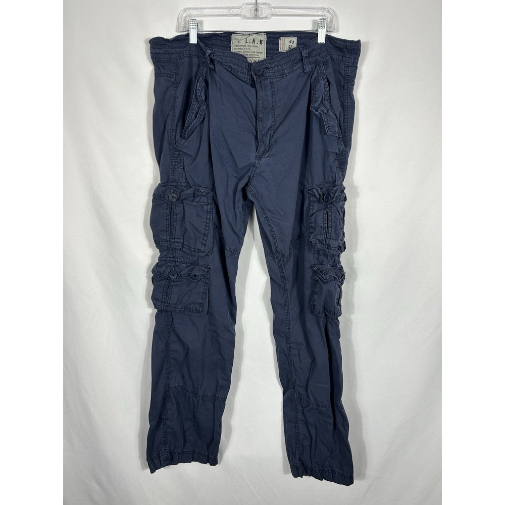L.A.B. Mens Cotton Cargo Pants 40 x 32 Slim Straight Gorpcore Grunge Utility‎